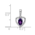 thumbnail image 3 of 925 Sterling Silver Polished Amethyst and Diamond Pendant Necklace 16x10mm Wide Pendant for Women, 3 of 4