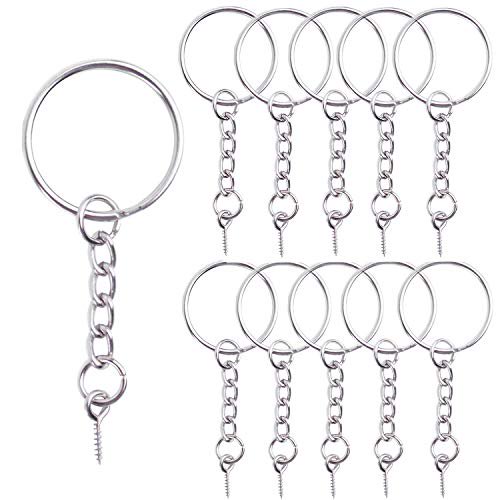 BronaGrand 50pcs 25mm Split Key Ring with Extend Chain and 12mm Screw