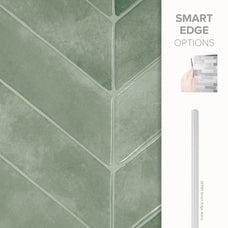Smart Tiles Peel and Stick Backsplash, 5 Adhesive Tiles, Chevron Green, 11.43"x9"