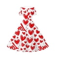 thumbnail image 5 of Afuyipoi Girls Heart Peinted Dress,V-Neck Elastic Waist Short Sleeve Festival Dresses White 9-10, 5 of 7