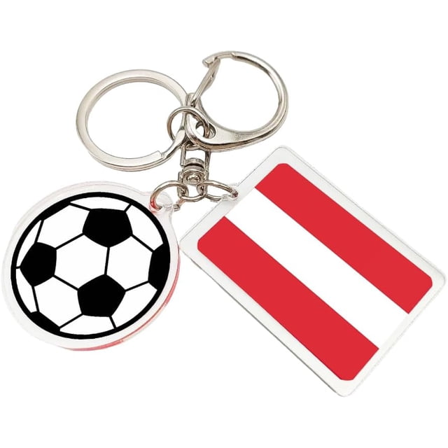Yanonmyfd 2026 World Cup Soccer Keychain - 2026 World Cup Flag Keychain, Soccer Fan Gift & Souvenir (2PCS),Austria