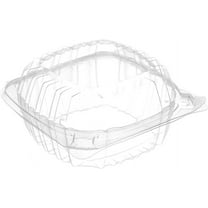 EcoQuality Clear Plastic Clamshell Take Out Food Container 6x6 inch - Take out, Bakery, Cupcake, Salad, Sandwich, Fruits, Oriented Polystyrene, Restaurant Supplies, Recyclable, Heavy Duty (250)