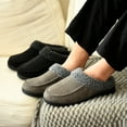 thumbnail image 2 of DL Mens Warm Moccasin House Slippers Memory Foam, Winter Cozy Wool-Like Men's Suede Bedroom Indoor Slippers Non-Slip, 2 of 7
