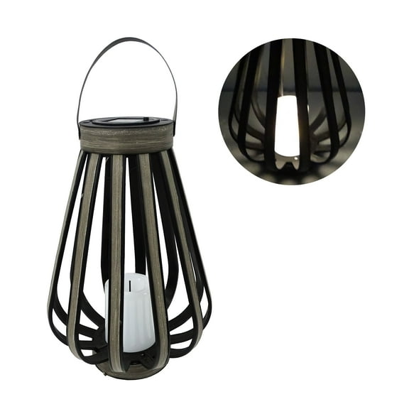 Alpine Corporation Solar Gray Decorative Plastic Lantern with LED