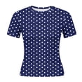 thumbnail image 5 of Gamivast Polka-Dot Women's Print Crop Tops Short Sleeve Y2K Baby Tees Casual Vintage Shirts Slim Fit Summer Basic T-Shirts Comfortable Everyday Retro Style Top Navy XXL, 5 of 5