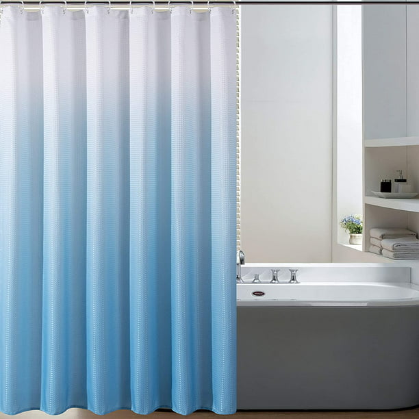 Textured Fabric Bath Shower Curtain, Blue Ombre Shower Curtain
