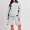 thumbnail image 2 of RKSTN Ensemble 2 Pcs pour Femmes Mode Chandail à Manches Longues à Col Rond, Chandail Molletonné à Enfiler, Pantalon de Jogging à Cordon, Pantalon Mi-Long, Ensemble de Détente, 2 of 8