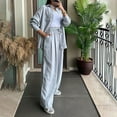 thumbnail image 6 of GILIGEGE Linen Sets for Women 2 Piece Summer Women's Solid Color Cotton Linen Lapel Loose Casual Home Set Shirt and Pants Set Wide Leg Pants Tracksuit Lounge Matching Sets Light Ashy 5Xl, 6 of 9