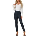 thumbnail image 2 of FAB CURVES Women's Faux Suede Leggings High Waisted Stretch Slim Pants XL Navy Blue, 2 of 6