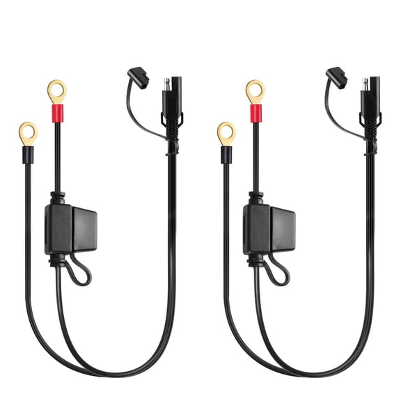 NefLaca  2PCS Battery Terminal Ring Sae Connector Harness Charger Cable Extension Cord 2FT