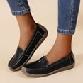 thumbnail image 5 of Rokment Women's Protective Toe Walking Shoes Comfortable Leather Slip on Flat Loafers Orthotic Non Slip Work Fashion Sneakers Black Size 7, 5 of 7