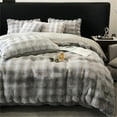 thumbnail image 4 of Wajade Fluffy Comforter Cover Set Rabbit Bubble Faux Fur Duvet Cover Luxury Cozy Bedding Set 3 Pieces with Zipper -1 Duvet Cover and 2 Pillow Cases,Gray Tie Dye Full Size Set, 4 of 6