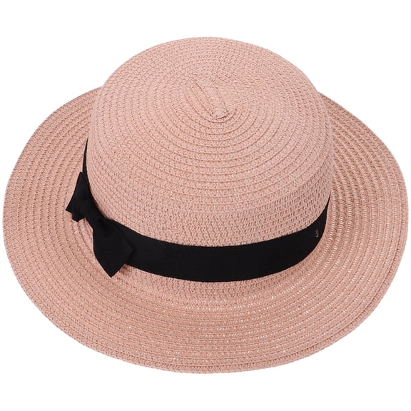 FELTECHELECTR 1Set Pink Paper Beach Hat For Women With Flat Top Design 11.4X11.4X3.5In