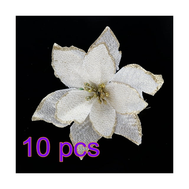 13cm Christmas Artificial Flowers Gold Side Xmas Tree Decorations Wedding Party Decor Ornaments