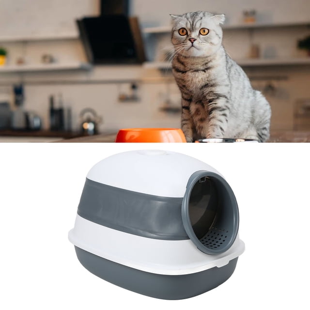 Caja De Para Gatos Con Capucha, Caja De Plegable Para Inodoro Para Gatos, Completamente Cerrada, A Prueba De Fugas, Puerta Redonda Grande, Fácil De Instalar Con