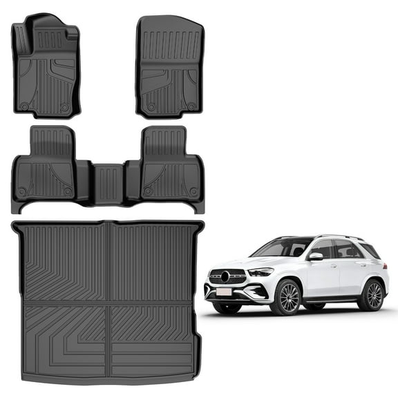 DIKSOAKR Floor Mats & Cargo Liner Fit for 2016-2019 Mercedes benz GLE 350 400 43 AMG 450 AMG 500 500e 550 550e 63 AMG S (Not for Coupe/cabriolet), Custom Fit All Weather TPE Mats Floor 1st & 2nd Row