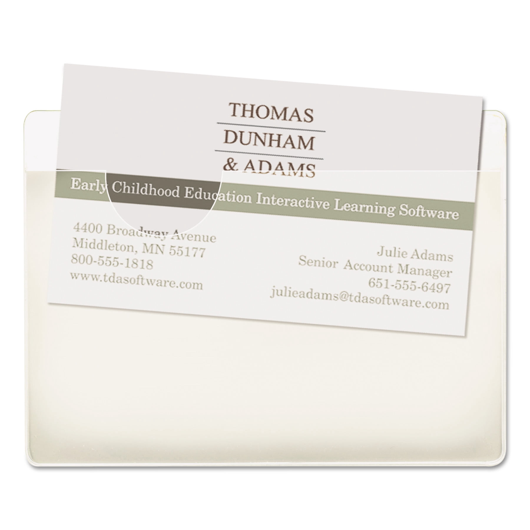 Smead Self-Adhesive Poly Pockets, Business Card Size (4-1/16"W x 3"H), Clear, 100 per Box (68123)