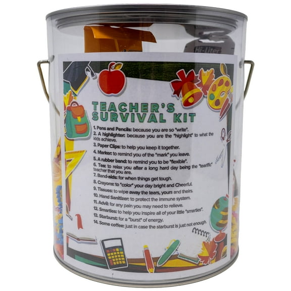 Teacher's Survival Kit | Back to School Appreciation Gift | First Year Teaching Gift | Fun Teacher Paint Pail