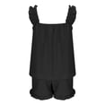 thumbnail image 5 of felwors Ruffle Pajamas for Women Y2k Soft Tank Top And Shorts Sleepwear Set Bridal Pajama for Women 2 Piece Sleep Set Black, S, 5 of 8