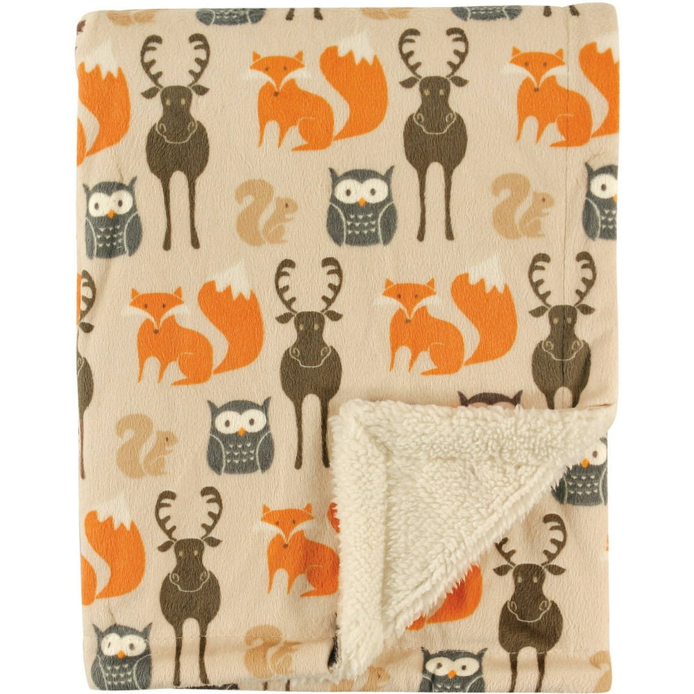 Hudson Baby Boy and Girl Mink Blanket with Sherpa Back Forest