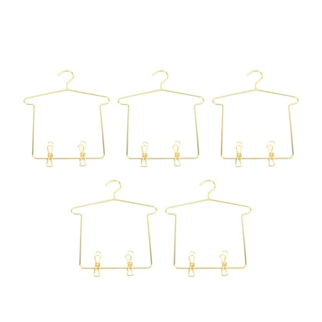 5 piezas Zulema Vestido percha en miniatura Colgador de ropa de casa de muñecas Dorado