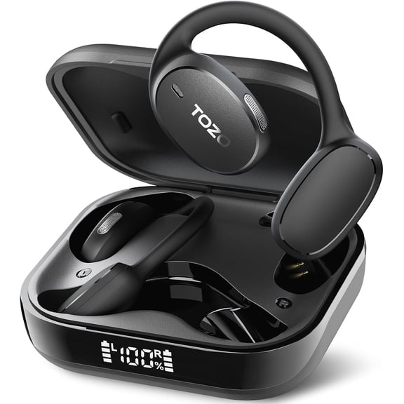 TOZO Real-Time AI Translation/Chat Open Ear Earbuds - 145 Languages, 15H/80H, Powerful Bass , Stable Earhook, AI Clear Calls, APP-32EQ, IPX5 Waterproof, Comfort Wear, Bluetooth 5.3 Translator Earbud