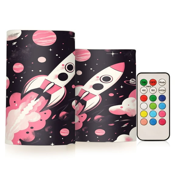 BZSMCE Flameless Candles LED Lights Spaceship Pinting Creativity Battery Candles