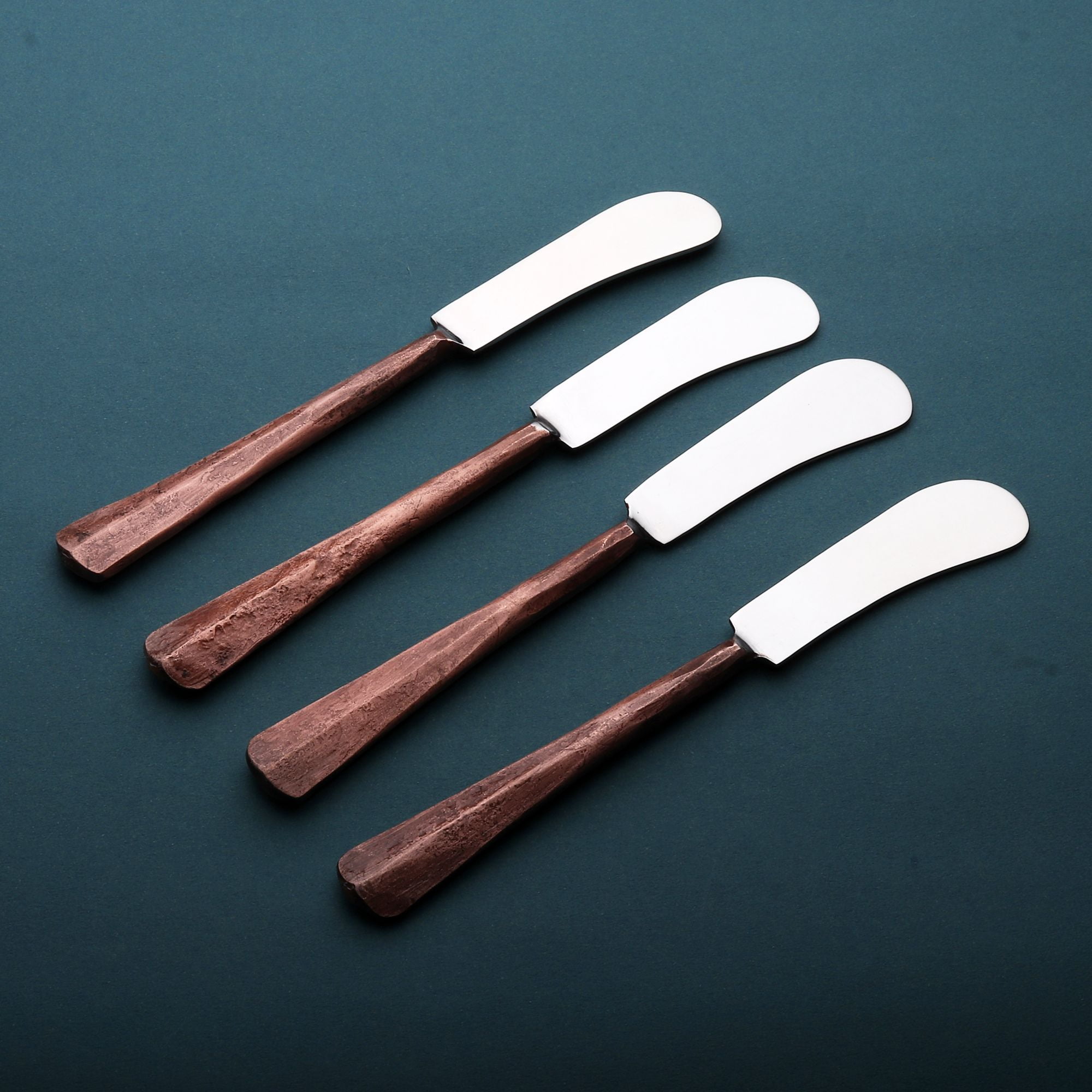 Ridge Design Copper Antique Butter Knife 4 Pcs. Set