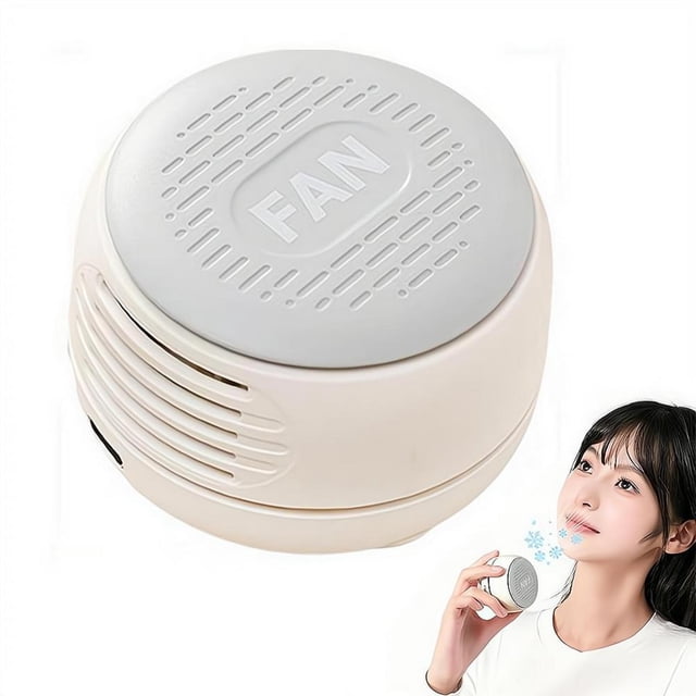 Lttoisl Portable Rotating Clip-on Waist Fan, Bladeless Mini Cyclone Air Circulator, Three Speed Personal Cooling Fan for Outdoor Travel & Work, Creamy White