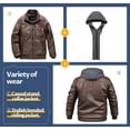 thumbnail image 4 of Chrisuno Men's Faux Leather Jacket Brown Motorcycle Bomber Stand Collar Coffee 3XL, 4 of 5