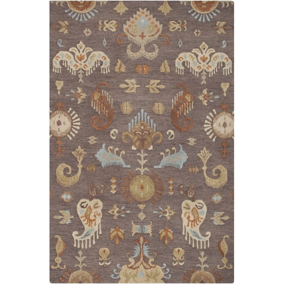 BoutiqueRugs Kelty Transitional Area Rug - Medium Gray, Burnt Orange, Sky Blue - 8' x 11'