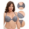 thumbnail image 3 of Unique Bargains Women's Lace Front Closure Push Up Underwire Bras Grey 42 C, 3 of 6