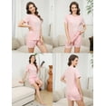 thumbnail image 5 of Womens Short Sleeve Pajama Sets with Shorts 2 Piece Round Neck Women's Shorts Pajamas Sets Cute Print Womens Summer Sleepwear Set with Pockets, S-XXL, 5 of 9