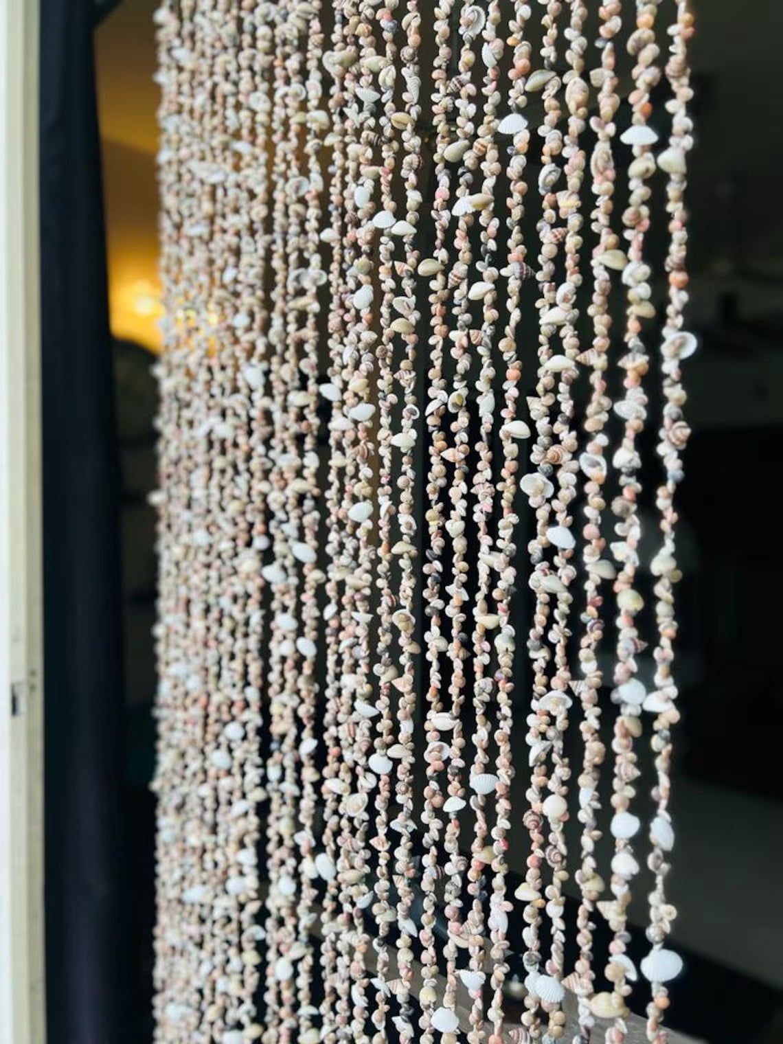 Boho Beaded Sea Shell Door Curtain: Handmade Coastal Decor