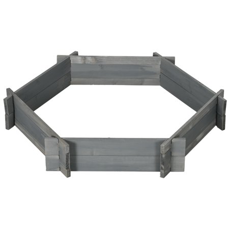 Beyamis Screwless Raised Garden Bed for Spring, 39" x 36" Hexagon Planter Box for Outdoor Plants, Vegetables, Flowers, Herbs, Gray