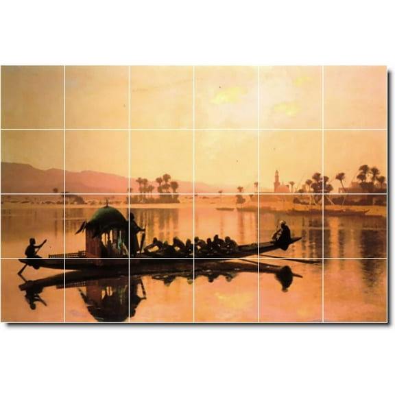 Ceramic Tile Mural-Jean Gerome Waterfront Painting 280. 25.5" w x 17" h using (24) 4.25 x 4.25 ceramic tiles