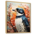 thumbnail image 2 of Designart "Curious Penguins Amidst Flower Scenery" Penguin Floater Framed Wall Decor, 2 of 5