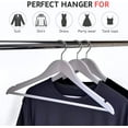 thumbnail image 6 of Quality Wooden Hangers - Slightly Curved Hanger Set - Solid Wood Coat Hangers with Stylish Chrome Hooks - Heavy-Duty Clothes, Jacket, Shirt, Pants, Suit Hangers (Gray, 30), 6 of 9