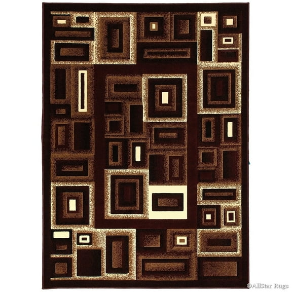 Allstar Rugs Allstar Modern Colorblock Geometric Design Rug Burgundy 7' 9"x10' 2" 8' x 10'