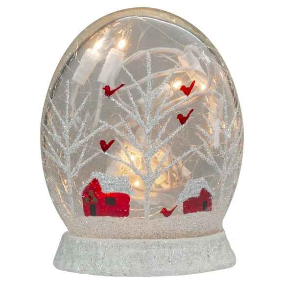 Stony Creek 5.5" Lighted Glass Clearly Winter Oval Orb with Base Christmas Decoration