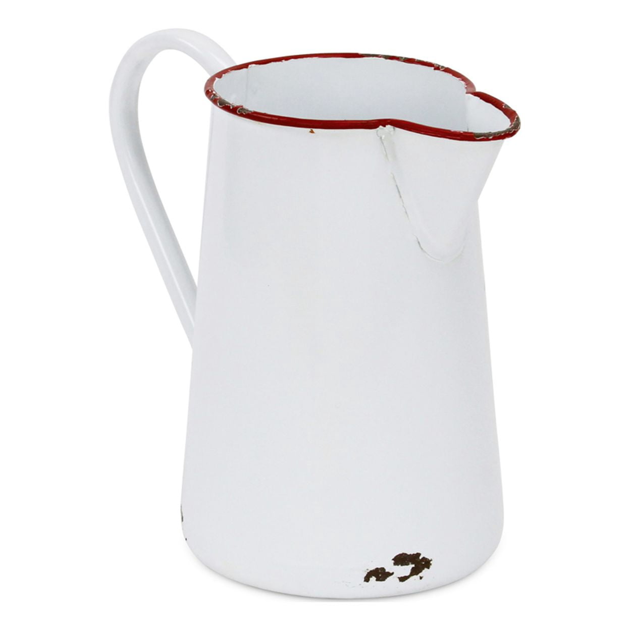 Cheungs 5021 White Lacquered Metal Pitcher Decor with Chicken Decal