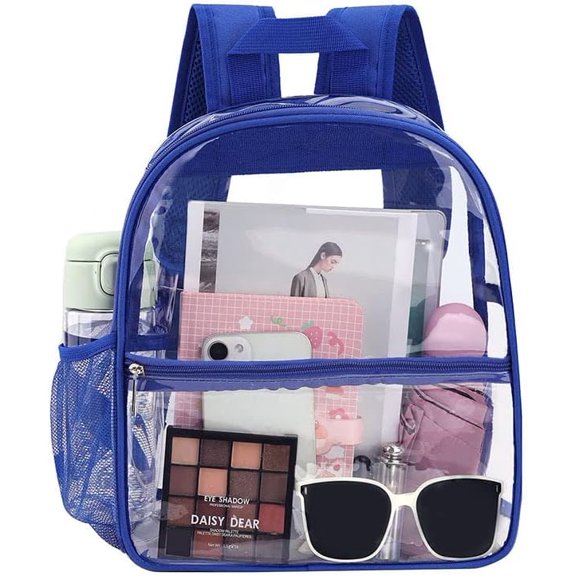 MMYGU Clear Backpack Stadium Approved - Clear Mini Backpack 12x12x6 for Women Concert Work Sport Games Festival Venues Blue