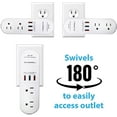 thumbnail image 2 of Bell + Howell Swivel Power Surge Protector Electric Charging Station 6 Outlets 3 USB Ports with 180 Degrees Swivel Rotation, Quick Charging - 9 Devices in One, 2 of 6