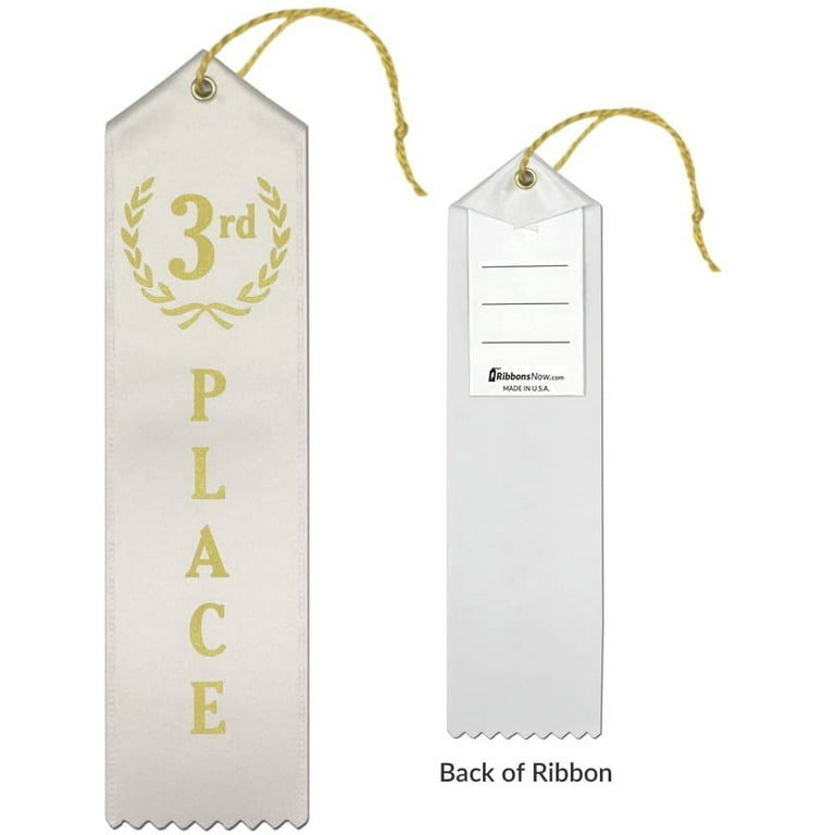 Third Place White Satin Preprinted Ribbon