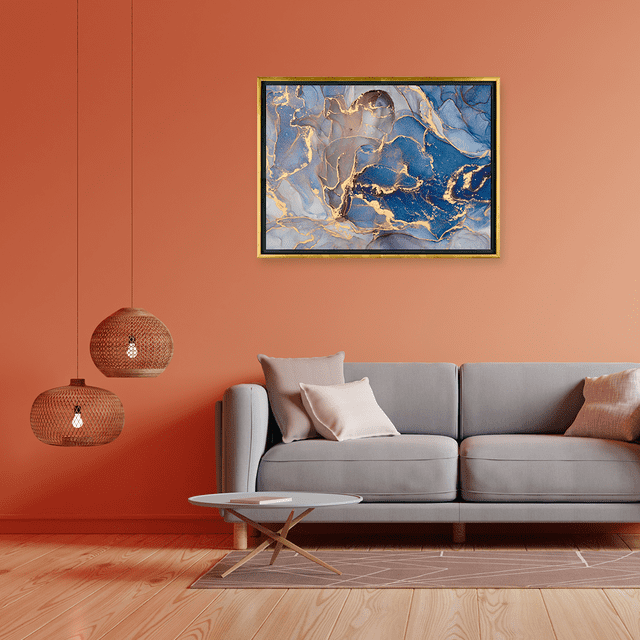 Cuadro Decorativo Maxigráfica Shop Abstracto Tonos Turquesa HD con Marco Flotado