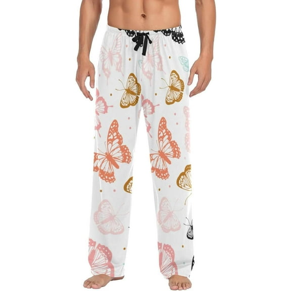 Butterflies Colorful Ghost Pajama Pants, Men's Lounge Pants Light with Drawstring and Pockets, Christmas New Year Birthday Father's Day Gifts