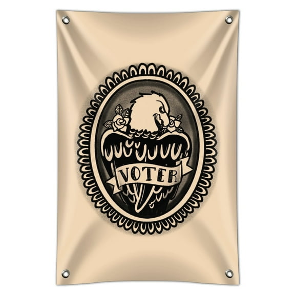 Voter Tattoo Style Eagle with Rose Home Business Office Sign