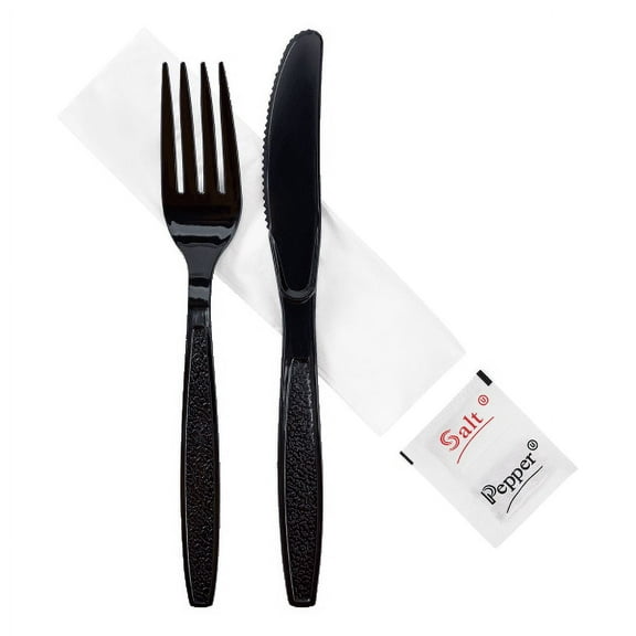 Karat Black Heavy-Weight Cutlery Plastic Kits