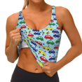 thumbnail image 3 of Gukieu Transport Print Women's Sports Vest, Low-neck U-shaped Removable Pad Sports Bra for Yoga, Exercise, Dance-XX-Large, 3 of 8