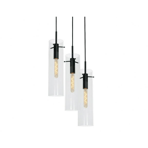 VSAP05MBBKRND3 AFX Vista - 3 Light Pendant-17 Inch Tall and 18 Inch Wide-Black Finish